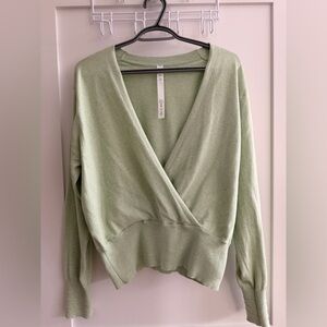 lululemon athletica Light Green V-Neck Wrap Sweater